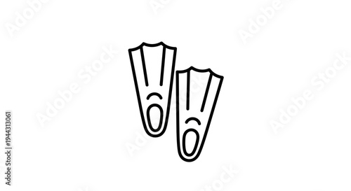 Diving Fins Icon, Snorkeling Gear, Swimming Equipment, Water Sports Symbol