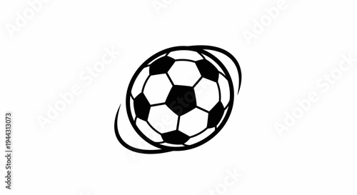 Dynamic Soccer Ball Icon with Swirling Motion Lines