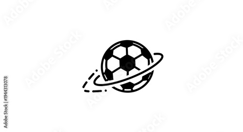 Dynamic Soccer Ball Icon with Orbiting Swirl Motion Effect