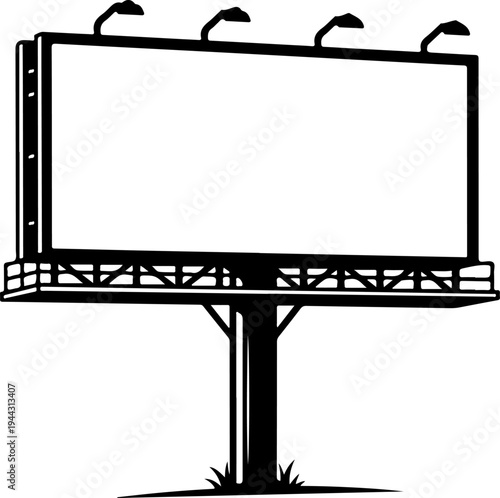 Empty roadside billboard frame silhouette vector illustration
