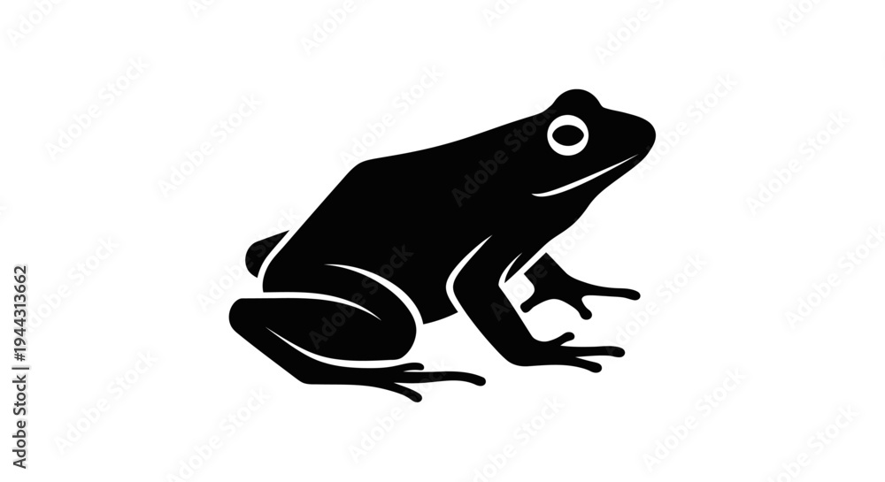 Fototapeta premium Black silhouette of a frog.