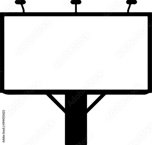 Empty roadside billboard frame silhouette vector illustration
