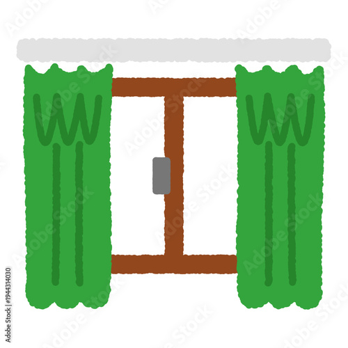 手書き風のシンプルアイコンイラスト　カーテン