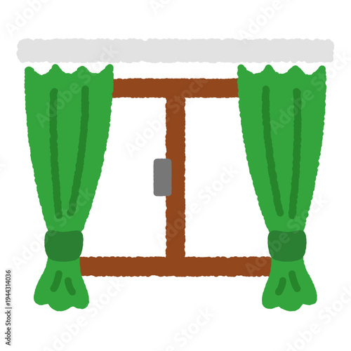 手書き風のシンプルアイコンイラスト　カーテン