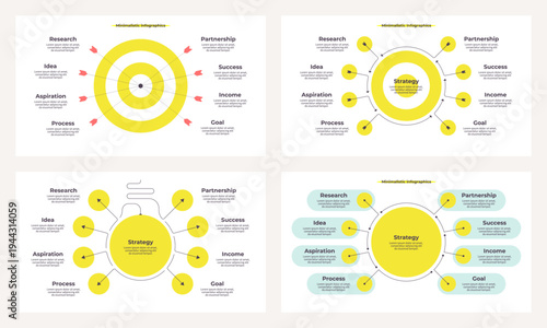 Business infographic template. Idea, goal chart with eight options, steps. Vector chart.