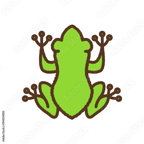 手書き風の生き物単品アイコンイラスト　カエル