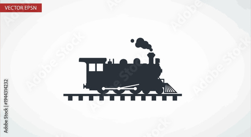 Black silhouette of old steam train.