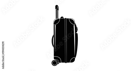 Black suitcase with handle extended vertically.