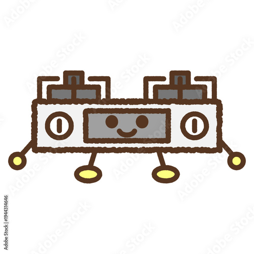 キャラクター風の単品アイコンイラスト　ガスコンロ