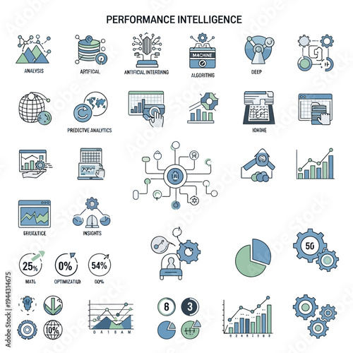 Business Intelligence Icons and Graphs.