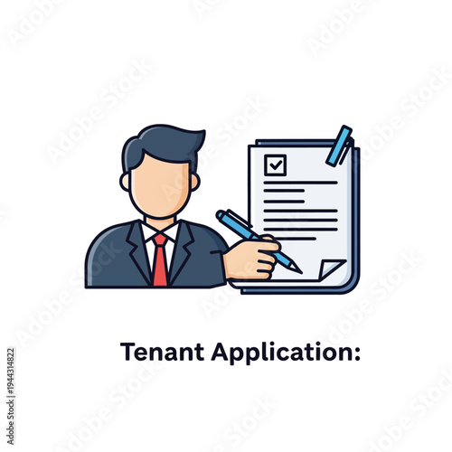 Businessman filling out rental application form.