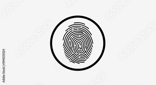 Fingerprint in a circular frame closeup.
