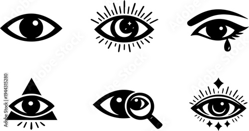 Eye vision symbol surveillance silhouette icons