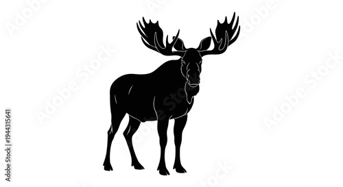 Large Moose Silhouette with Antlers Standing.