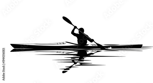 Person Paddling a Kayak Silhouette Sport.