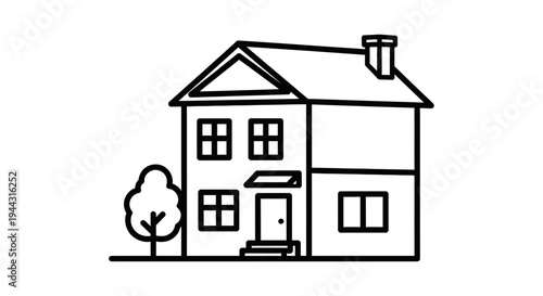 Simple house with a chimney.