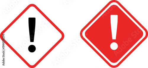 warning sign exclamation mark icons, danger alert symbol vector illustration, caution notification badge, isolated safety design set