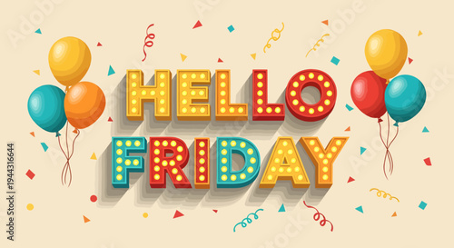 Happy Birthday Card with Colorful Balloons and Confetti Celebration