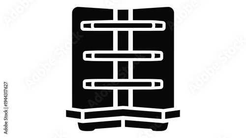 Black corner display stand for showcasing mobile phones on white background