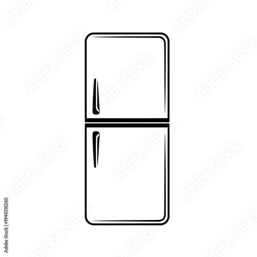 Modern kitchen appliance, white refrigerator illustration