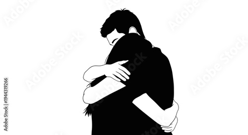 Couple Embrace Silhouette Love Moment.