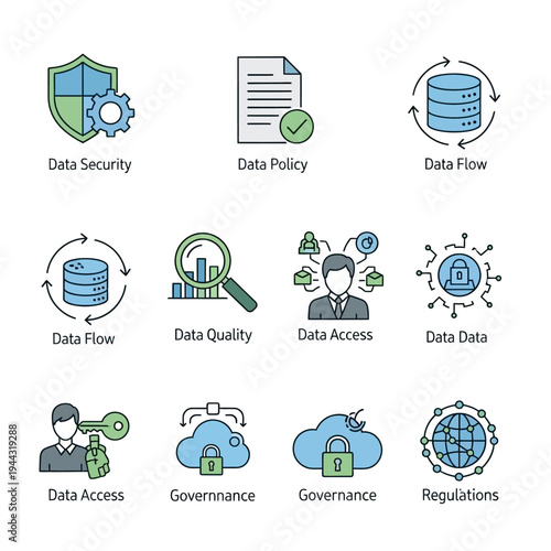 Data Security and Policy Icons.