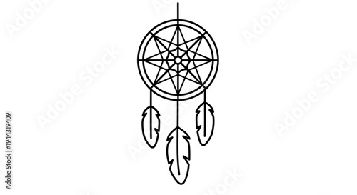 Dreamcatcher with feathers and web.