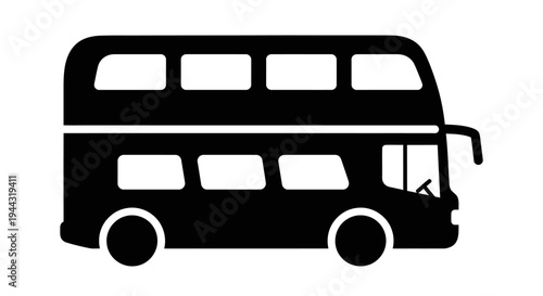 Double decker bus side view.