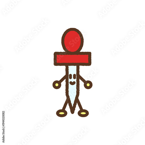 手書き風のキャラクター単品アイコンイラスト　スポイト