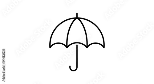 Simple black outline drawing of an open umbrella providing protection from rain or sun.