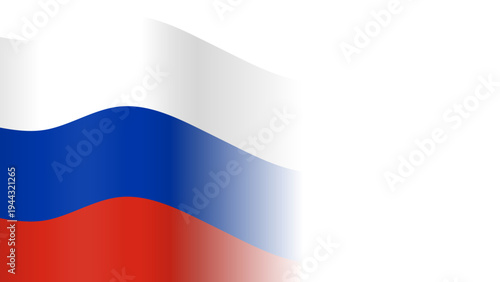 Vector waving Flag of the Russian Federation. Waving Russia flag with empty, blank, copy space on transparent background. Design element for presentation, banner, advertisement, web. Place for text