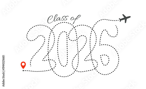 Class Off 2026 Seniour Year Graduation Logo. Graduate Invitation Card Logotype Design, School Calendar Sign. Congratulations Numbers Typography Template, School Grad Celebration. Vector Illustration