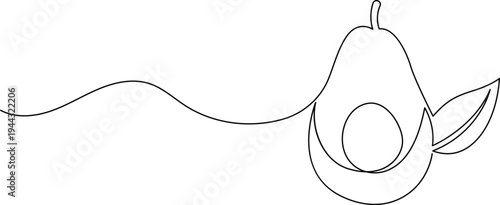 Avocado fruit continuous one line drawing minimalist healthy food icon