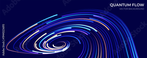 Quantum Particle Wave Data Stream Technology Background. For AI and Technology Concept. Vector Illustration.