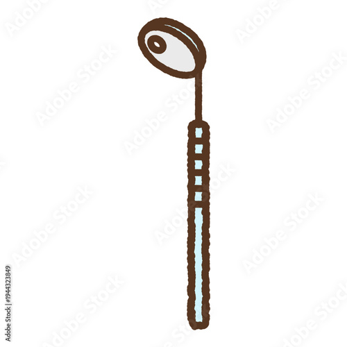 手書き風のシンプルアイコンイラスト　デンタルミラー