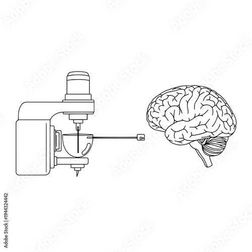 Brain Biopsy Needle Medical Device Black and White Vector Icon – Neurosurgery Diagnostic Tool Line