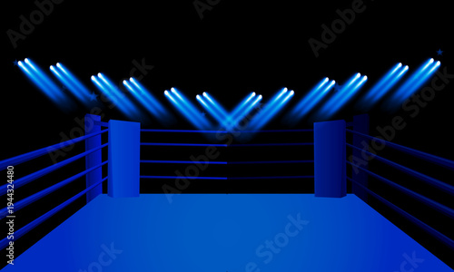 Versus Screen For Fight of sport and game, Battle Or Sport. Boxing ring arena and spotlight floodlights VS bright stadium lights Background Concept vector design