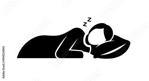 Person Sleeping on Side Silhouette Icon.
