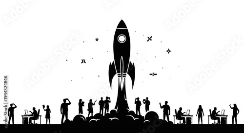 People watching a rocket launch.