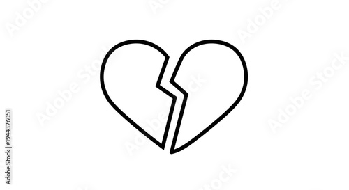 Broken Heart Icon, Symbol of Sadness, Love Loss, Relationship Breakup, Emotional Pain