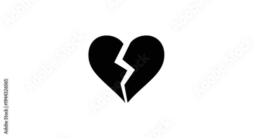 Broken Heart Icon, Symbol of Sadness, Love Loss, Heartbreak, and Emotional Pain
