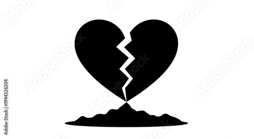Broken Heart Symbol on Ground, Symbolizing Sadness, Loss, and Heartbreak