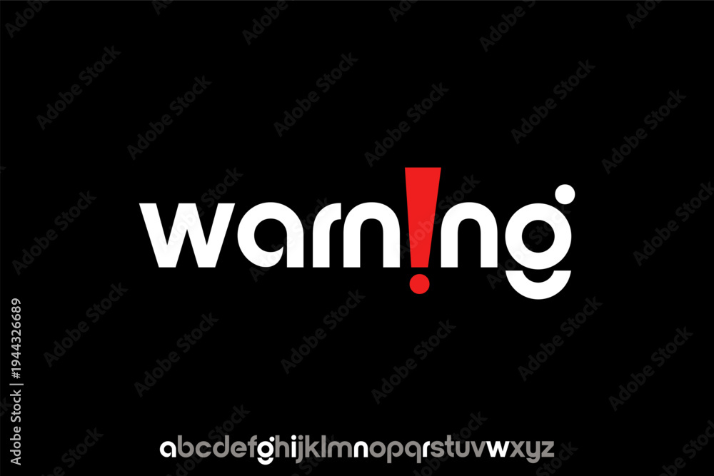 Fototapeta premium Warning sign text with exclamation mark graphic.