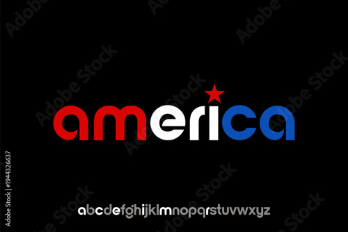 America word art with red white and blue colors.