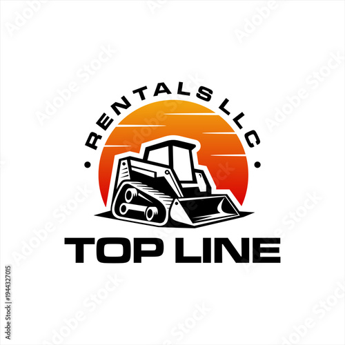 Heavy Duty Skid Steer Loader Equipment Rental Service Logo.