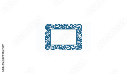 Blue Wave Ornament Box Frame Vector Sea Theme Decorative Border