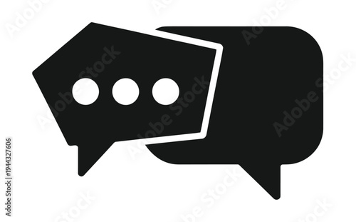  Broken Speech Bubble Icon with Three Ellipsis Minimal Black and White Design
