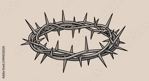 A detailed illustration of a thorny crown in a minimalist style, symbolizing sacrifice and suffering