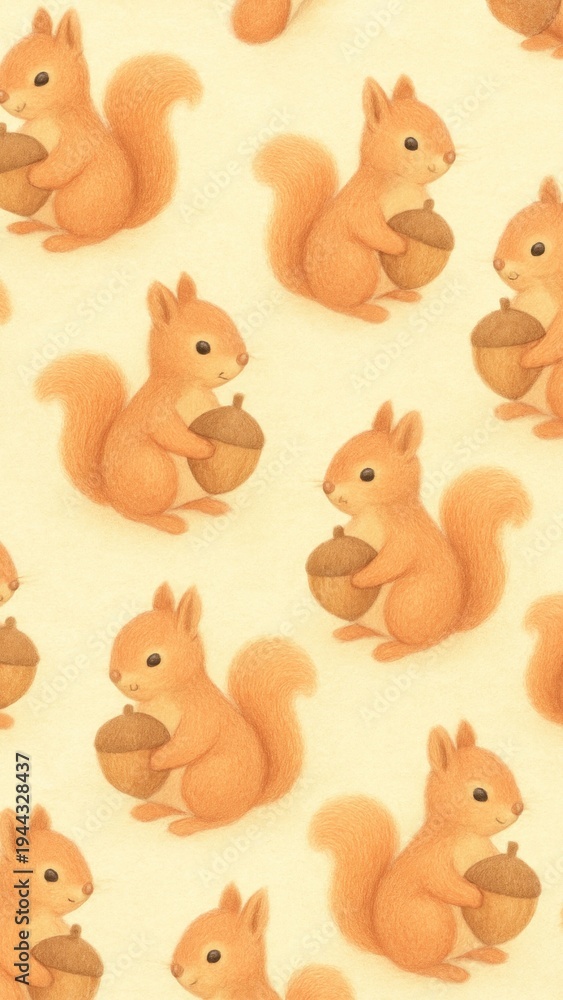 Obraz premium Charming squirrels holding acorns.