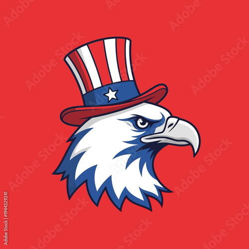 Patriotic Eagle Wearing Uncle Sam Hat, American Symbol, Independence Day